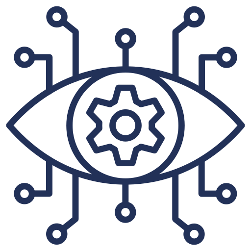 Eye with gear tech icon