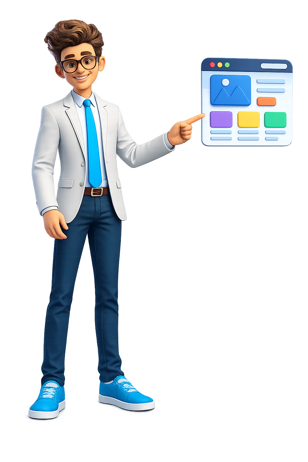 web design cartoon character