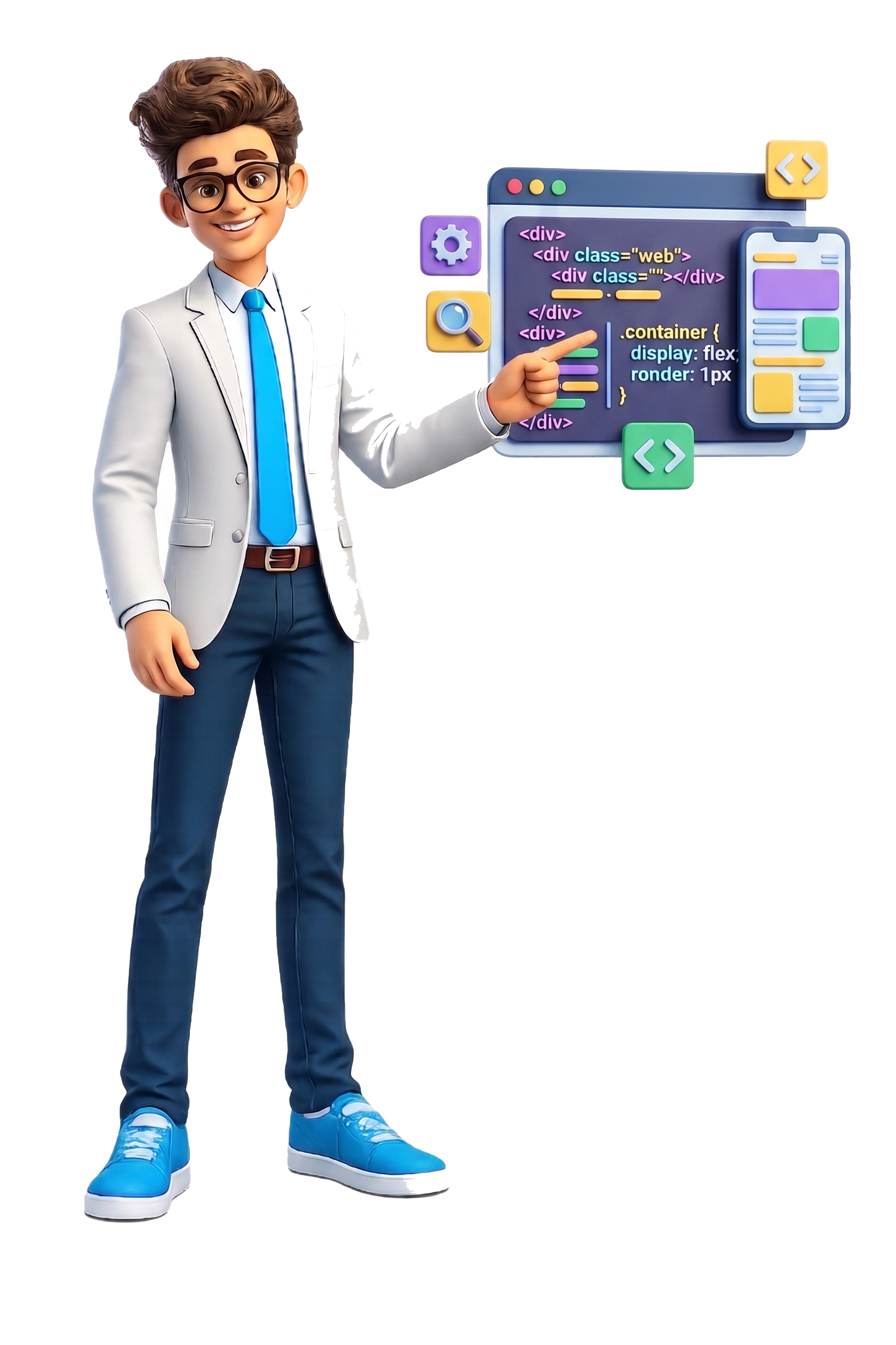 Cartoon web developer character