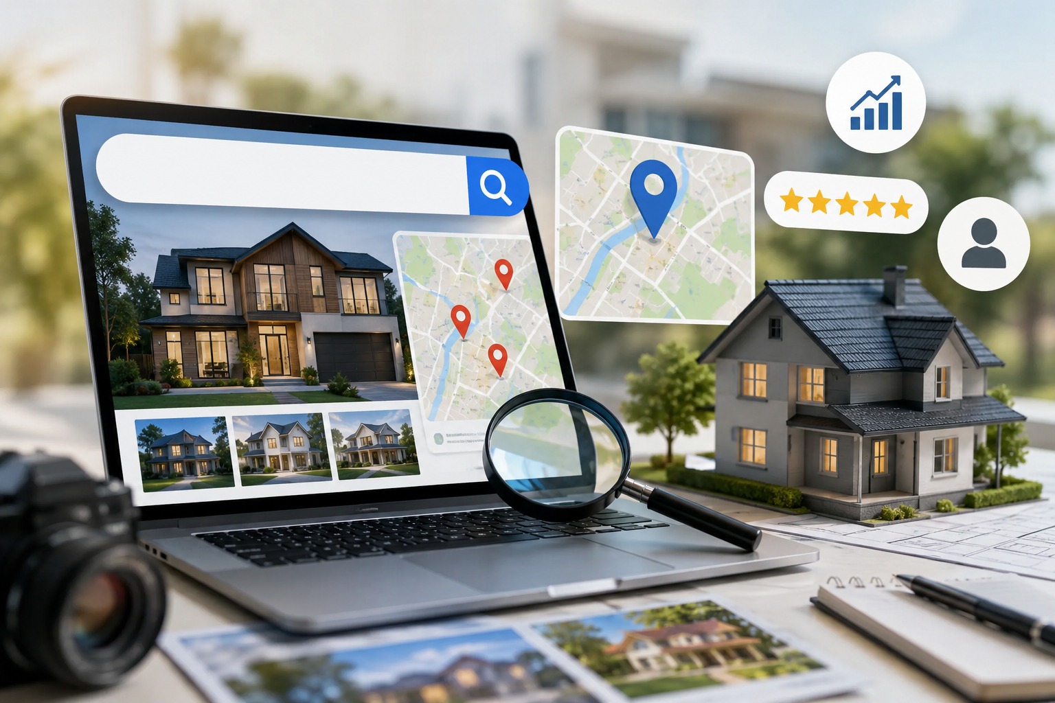 Real estate search on modern workspace