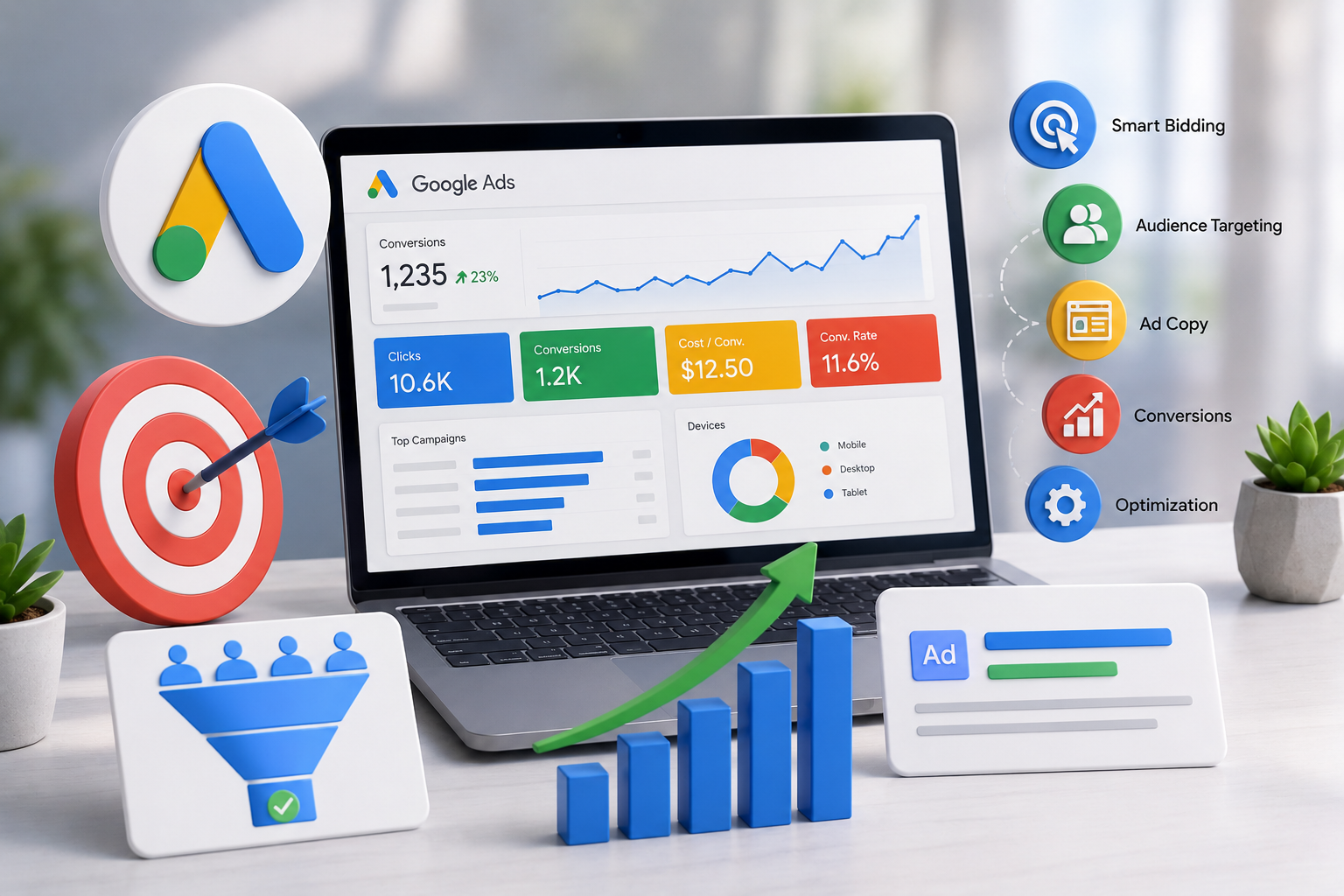 Google Ads management services with campaign analytics and conversion optimization