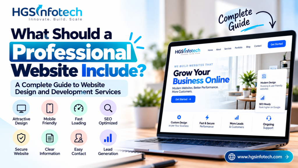 What should a professional website include? HGS Infotech guide to website design and development services.
