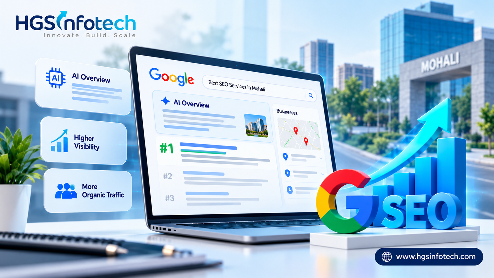 SEO services in Mohali with Google rankings, AI Overview, organic traffic and SEO growth analytics